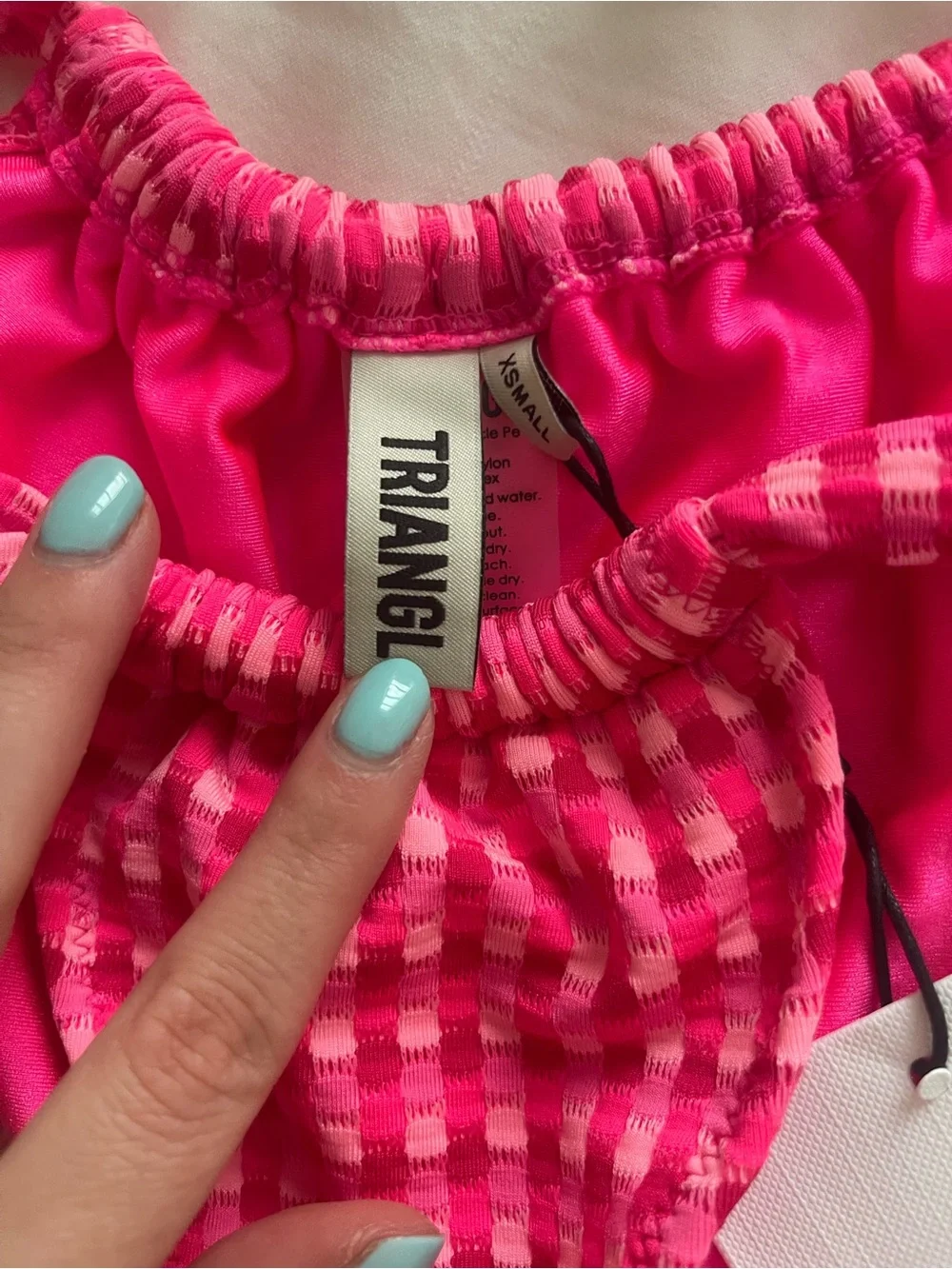 triangl swimwear Hot Pink Gingham Tie-Side Triangle Bikini NWT